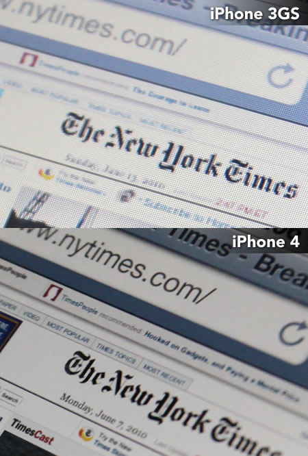 iPhone 4 skärm vs iPhone 3GS skärm