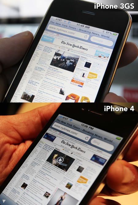 iPhone 4 skärm vs iPhone 3GS skärm