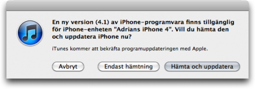 iOS 4.1 uppdatering